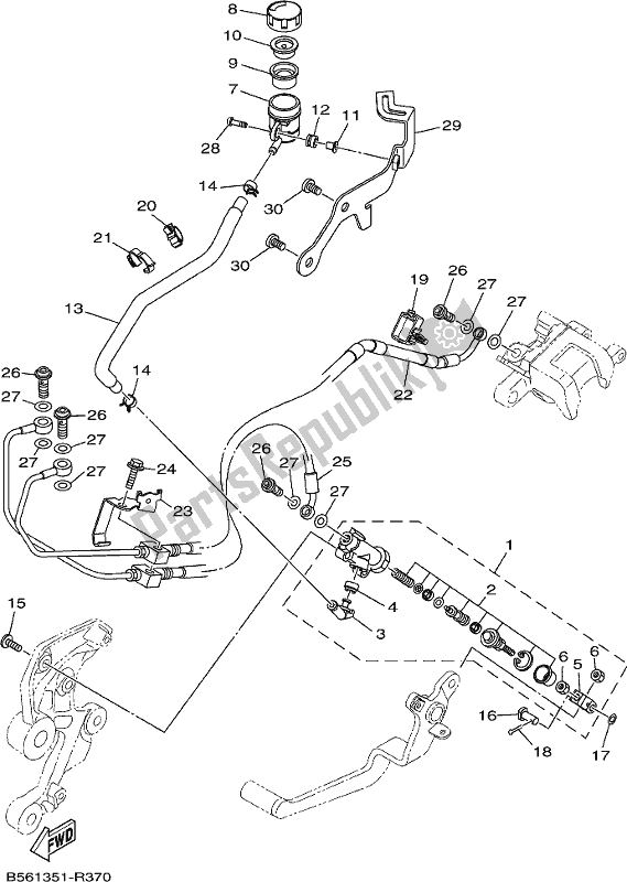 Wszystkie części do Tylny Cylinder G?ówny Yamaha MT 09 Trapl MTT 850 PL 2020