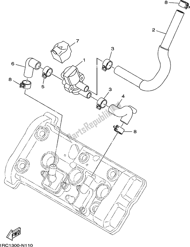 Alle onderdelen voor de Lucht Inductie Systeem van de Yamaha MT 09 Trapm MTT 850 PM 2021