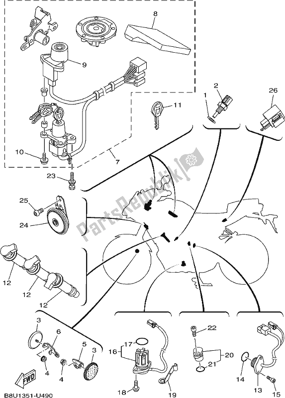 All parts for the Electrical 2 of the Yamaha MT 09 Trapm MTT 850 PM 2021