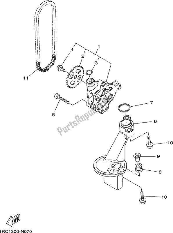 All parts for the Oil Pump of the Yamaha MT 09 Trapm MTT 850 PM 2021