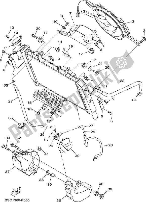 Alle onderdelen voor de Radiator Slang van de Yamaha MT 09 Trapm MTT 850 PM 2021
