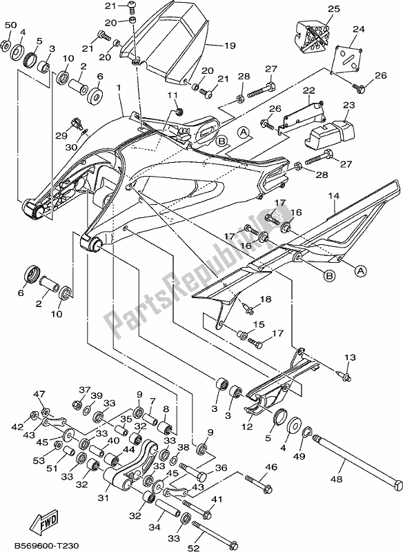 All parts for the Rear Arm of the Yamaha MT 09 Trapm MTT 850 PM 2021