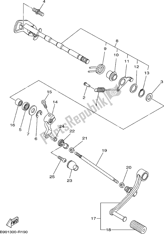 All parts for the Shift Shaft of the Yamaha MT 09 Trapm MTT 850 PM 2021