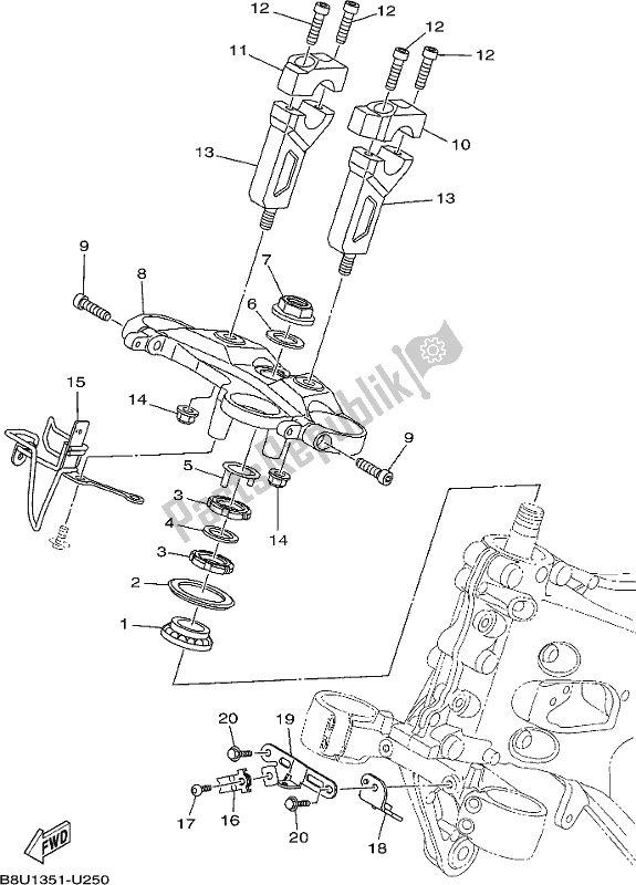 Toutes les pièces pour le Pilotage du Yamaha MT 09 Trapm MTT 850 PM 2021