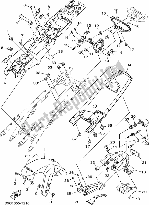 All parts for the Fender of the Yamaha MT 09 Traspj MTT 850 DJ 2018