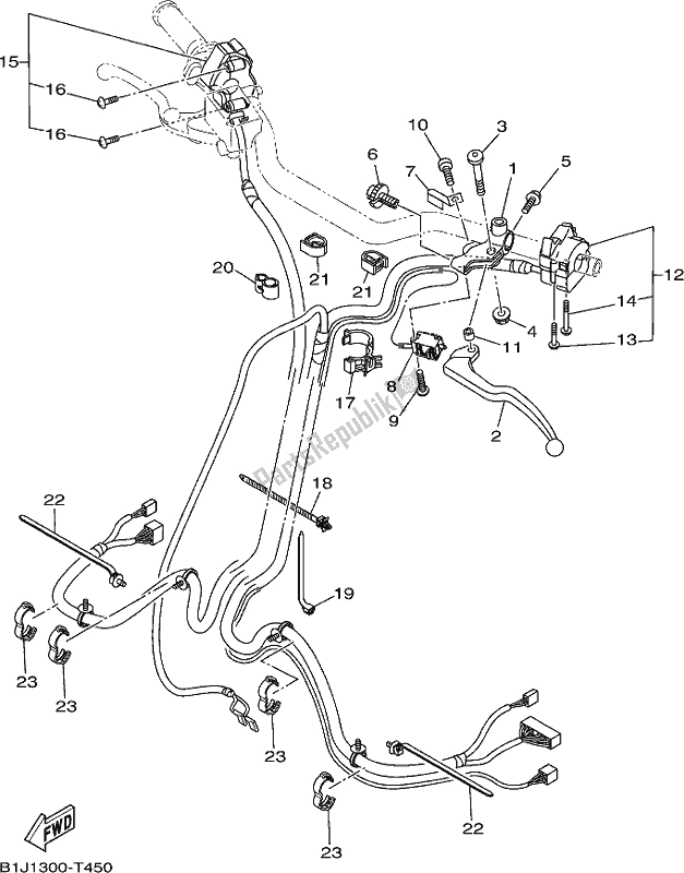 All parts for the Handle Switch & Lever of the Yamaha MT 09 Traspj MTT 850 DJ 2018