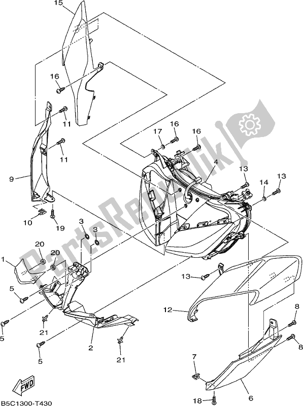 All parts for the Headlight of the Yamaha MT 09 Traspj MTT 850 DJ 2018