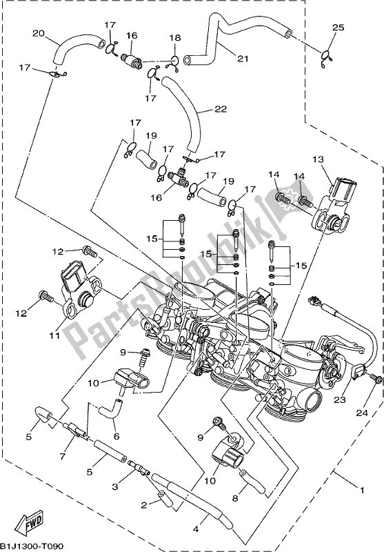 All parts for the Intake of the Yamaha MT 09 Traspj MTT 850 DJ 2018