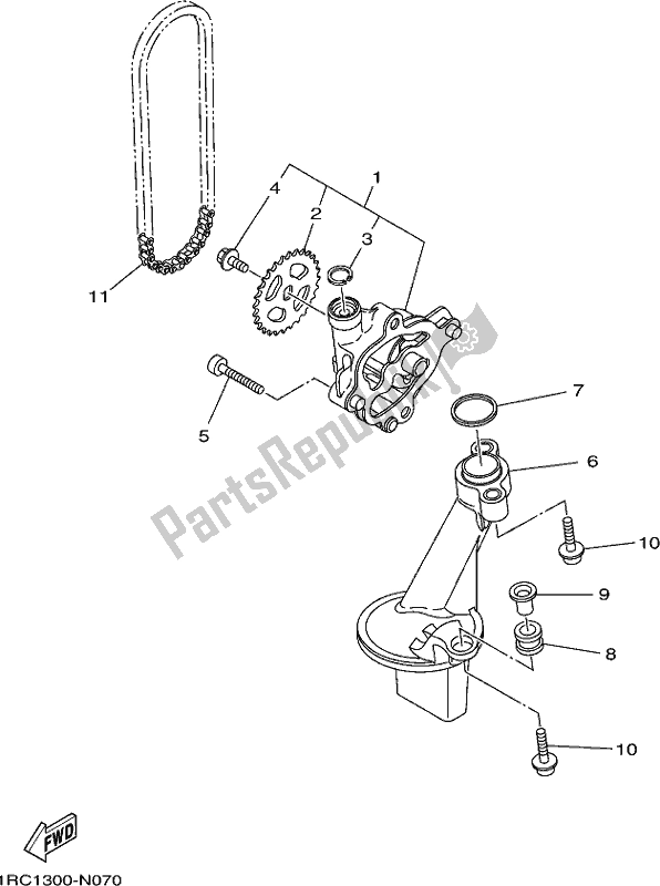 All parts for the Oil Pump of the Yamaha MT 09 Traspj MTT 850 DJ 2018