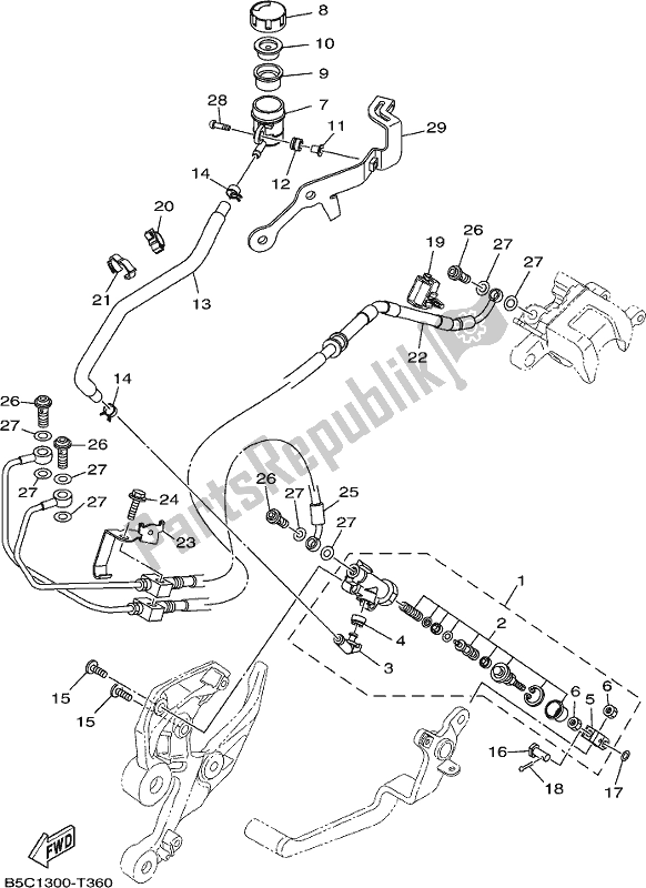 Toutes les pièces pour le Maître-cylindre Arrière du Yamaha MT 09 Traspj MTT 850 DJ 2018