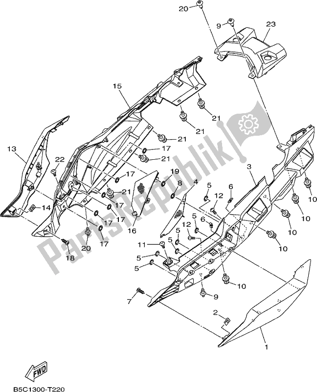 All parts for the Side Cover of the Yamaha MT 09 Traspj MTT 850 DJ 2018