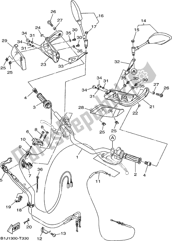 Toutes les pièces pour le Poignée Et Câble De Direction du Yamaha MT 09 Traspj MTT 850 DJ 2018