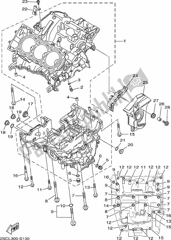 Alle onderdelen voor de Carter van de Yamaha MT 09 Traspl MTT 850 DL 2020