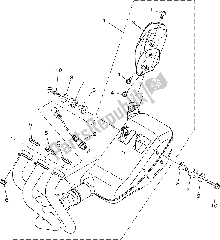 Alle onderdelen voor de Uitlaat van de Yamaha MT 09 Traspl MTT 850 DL 2020