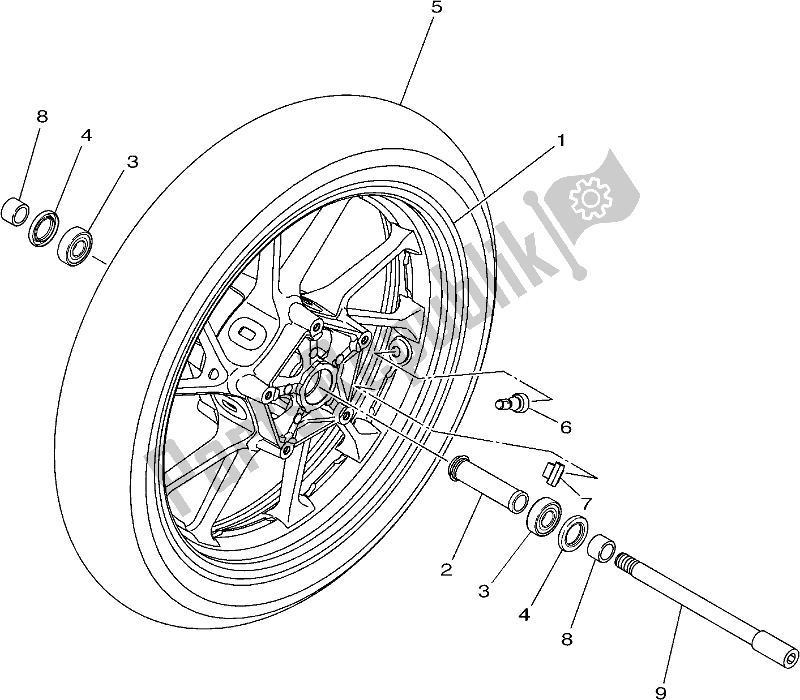 Alle onderdelen voor de Voorwiel van de Yamaha MT 09 Traspl MTT 850 DL 2020