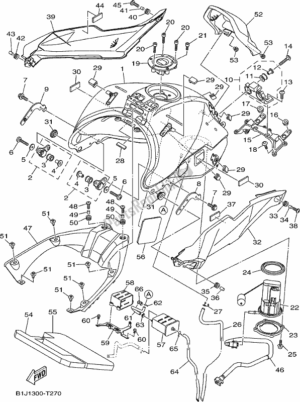 Alle onderdelen voor de Benzinetank van de Yamaha MT 09 Traspl MTT 850 DL 2020