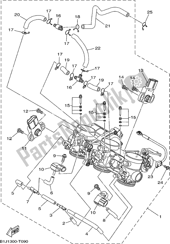 Alle onderdelen voor de Inname van de Yamaha MT 09 Traspl MTT 850 DL 2020