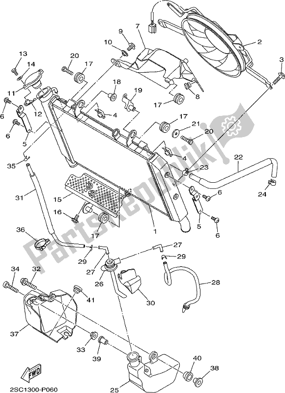 Alle onderdelen voor de Radiator Slang van de Yamaha MT 09 Traspl MTT 850 DL 2020