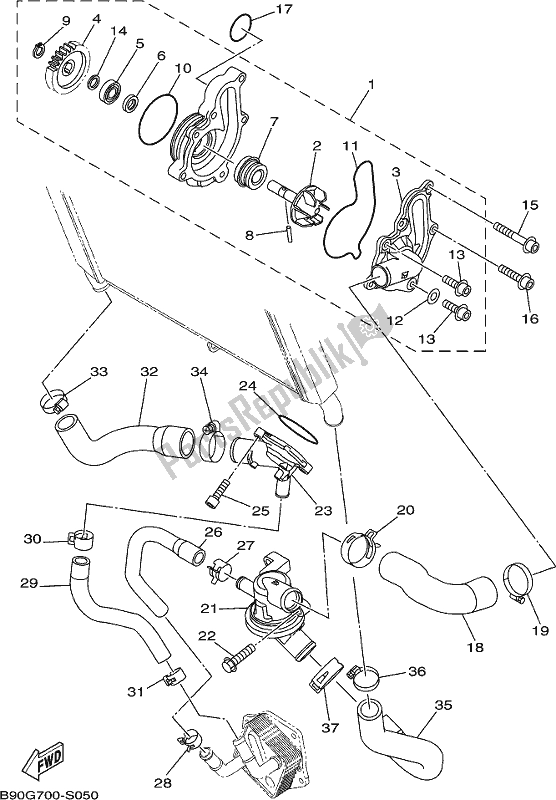 Tutte le parti per il Pompa Dell'acqua del Yamaha MT 09 Traspl MTT 850 DL 2020