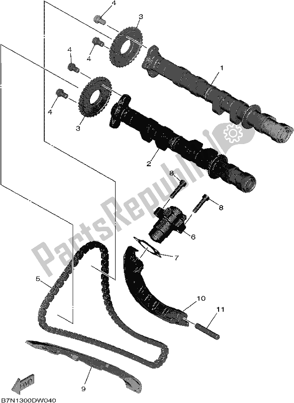 All parts for the Camshaft & Chain of the Yamaha MT 09 Traspm MTT 890 DM 2021