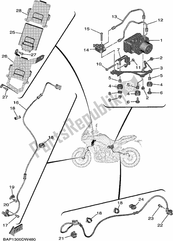 Alle onderdelen voor de Elektrisch 3 van de Yamaha MT 09 Traspm MTT 890 DM 2021