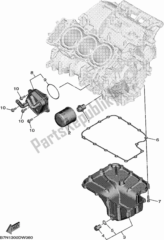 All parts for the Oil Cleaner of the Yamaha MT 09 Traspm MTT 890 DM 2021