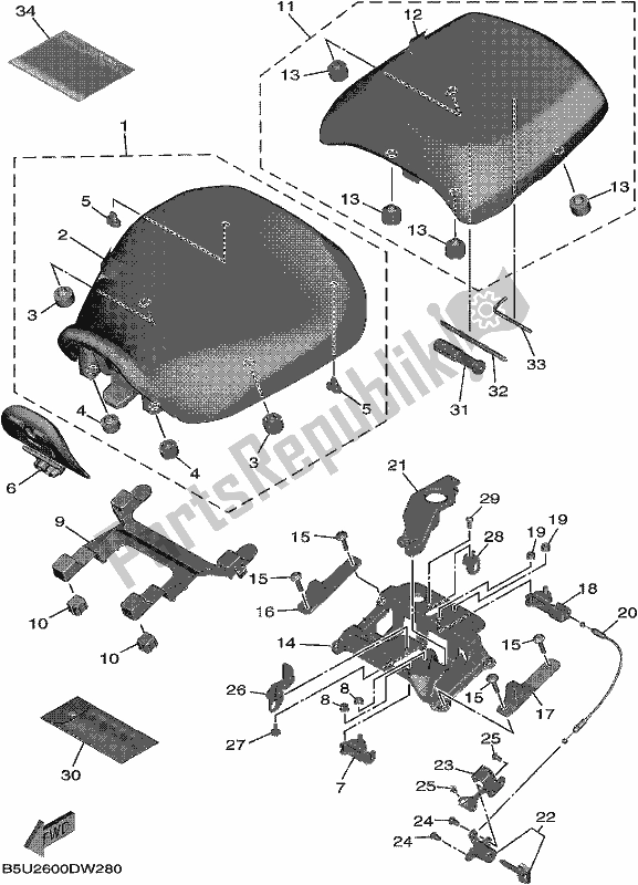 All parts for the Seat of the Yamaha MT 09 Traspm MTT 890 DM 2021