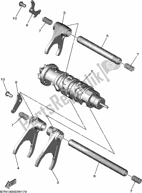 All parts for the Shift Cam & Fork of the Yamaha MT 09 Traspm MTT 890 DM 2021