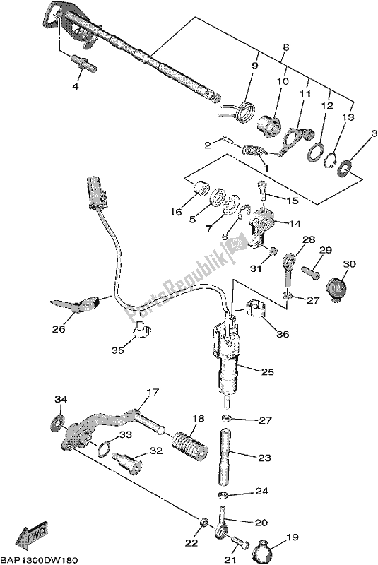 Alle onderdelen voor de Schakelas van de Yamaha MT 09 Traspm MTT 890 DM 2021