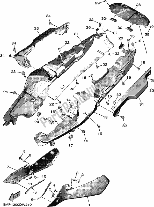 All parts for the Side Cover of the Yamaha MT 09 Traspm MTT 890 DM 2021