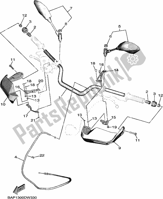 Alle onderdelen voor de Stuurhendel En Kabel van de Yamaha MT 09 Traspm MTT 890 DM 2021