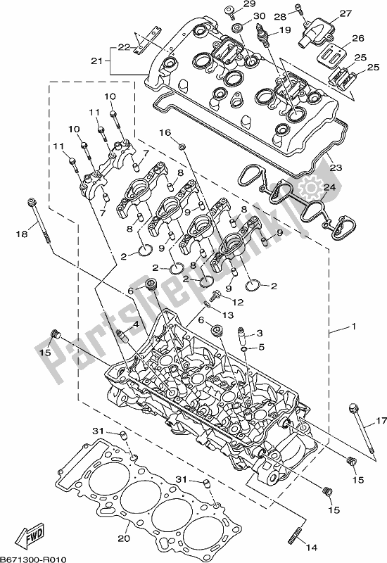 Wszystkie części do G? Owica Cylindra Yamaha MT 10 AH MTN 1000H 2017