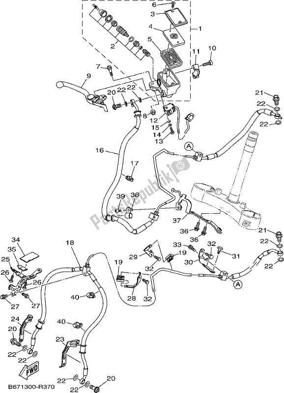 Tutte le parti per il Pompa Freno Anteriore del Yamaha MT 10 AH MTN 1000H 2017