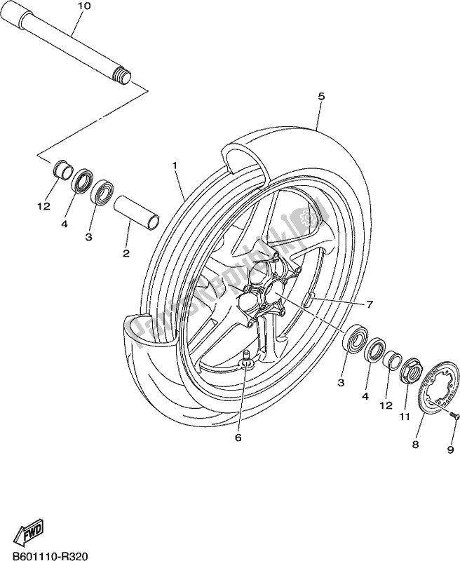 Tutte le parti per il Ruota Anteriore del Yamaha MT 10 AH MTN 1000H 2017