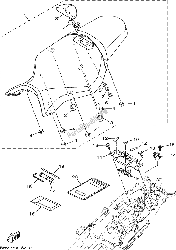 Todas as partes de Assento do Yamaha MT 10 AH MTN 1000H 2017