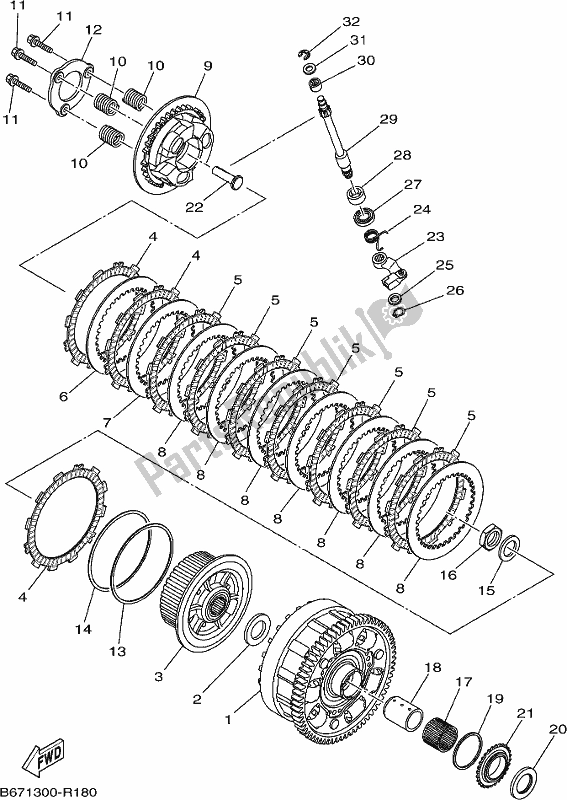 All parts for the Clutch of the Yamaha MT 10 AJ MTN 1000J 2018