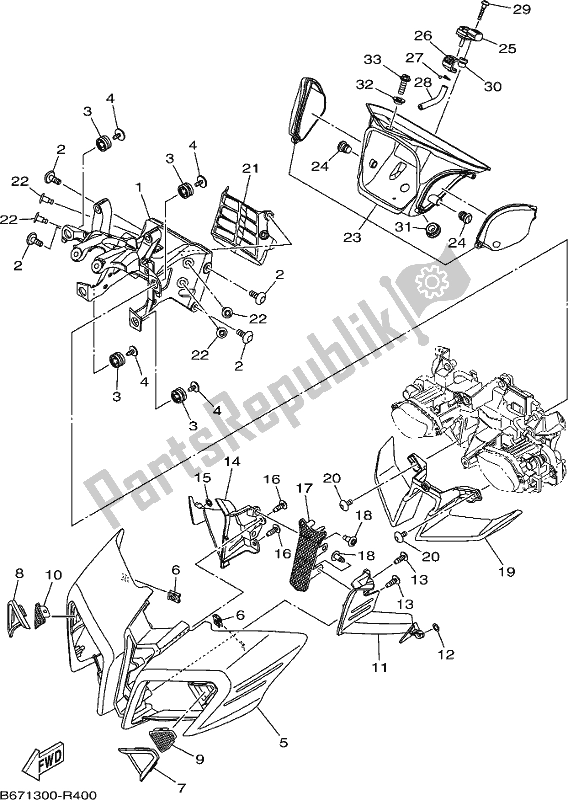 All parts for the Cowling 1 of the Yamaha MT 10 AJ MTN 1000J 2018