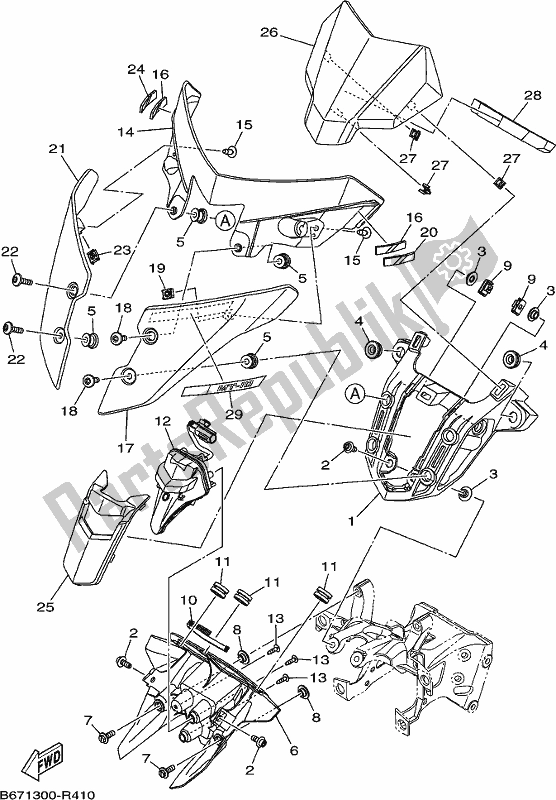 All parts for the Cowling 2 of the Yamaha MT 10 AJ MTN 1000J 2018