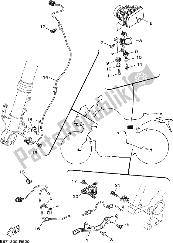 All parts for the Electrical 3 of the Yamaha MT 10 AJ MTN 1000J 2018