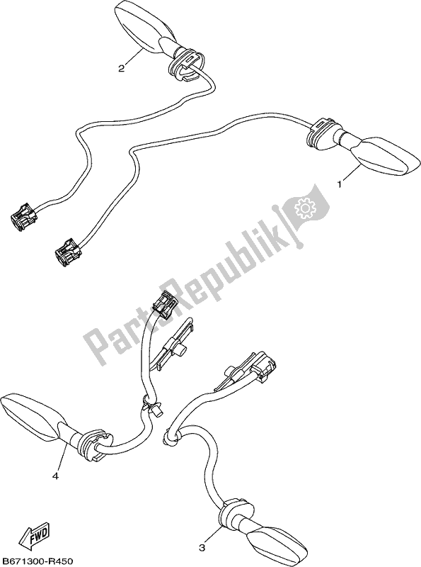 All parts for the Flasher Light of the Yamaha MT 10 AJ MTN 1000J 2018