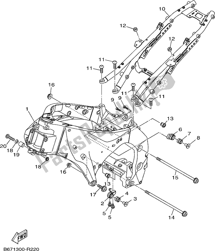 All parts for the Frame of the Yamaha MT 10 AJ MTN 1000J 2018