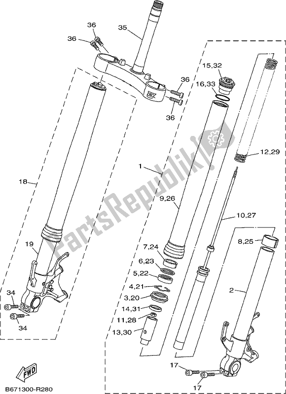 Toutes les pièces pour le Fourche Avant du Yamaha MT 10 AJ MTN 1000J 2018