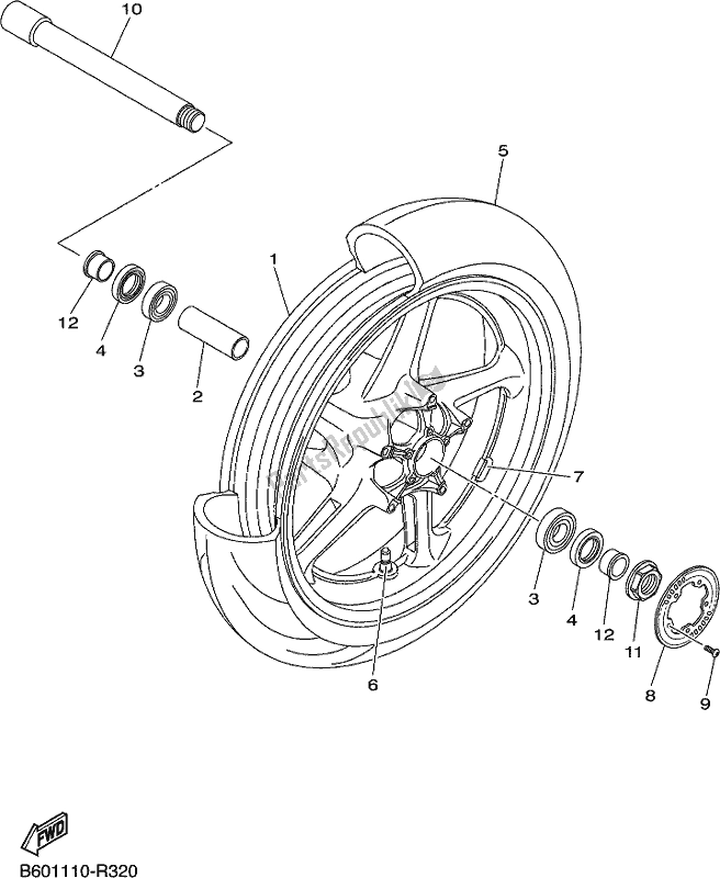 Wszystkie części do Przednie Ko? O Yamaha MT 10 AJ MTN 1000J 2018