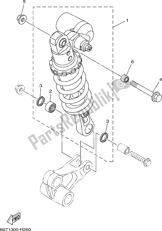 All parts for the Rear Suspension of the Yamaha MT 10 AJ MTN 1000J 2018