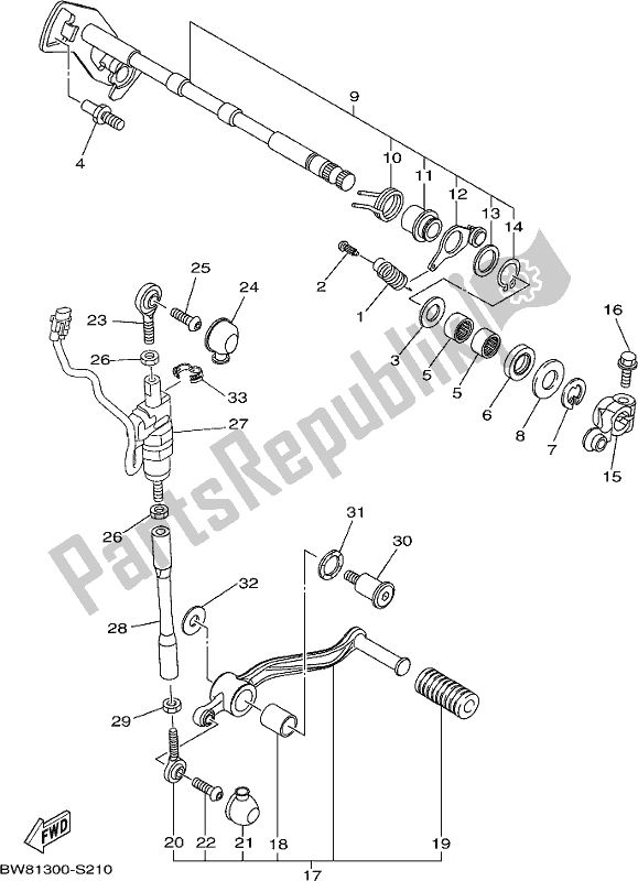 All parts for the Shift Shaft of the Yamaha MT 10 AJ MTN 1000J 2018