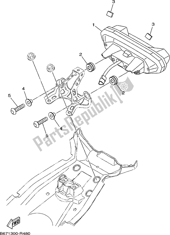 All parts for the Taillight of the Yamaha MT 10 AJ MTN 1000J 2018