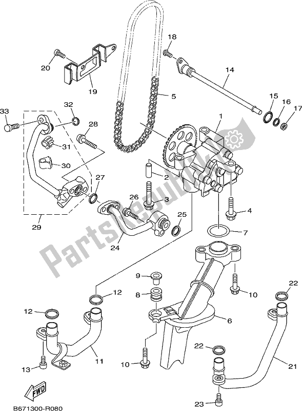 Alle onderdelen voor de Oliepomp van de Yamaha MT 10 AJ MTN 1000J 2018