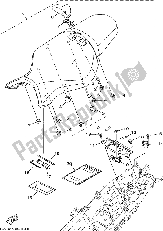 Todas las partes para Asiento de Yamaha MT 10 AJ MTN 1000J 2018