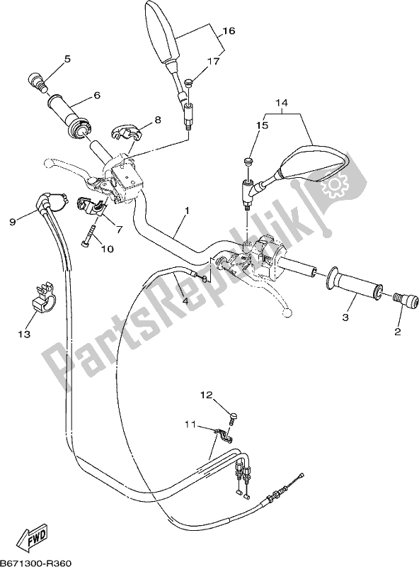 Todas as partes de Manivela E Cabo De Direção do Yamaha MT 10 AK MTN 1000K 2019