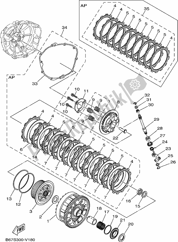 Alle onderdelen voor de Koppeling van de Yamaha MT 10 AL MTN 1000 2020